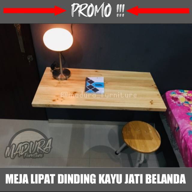 MEJA LIPAT DINDING KAYU JATI BELANDA / MEJA LIPAT KAYU JATI BELANDA (100X60)