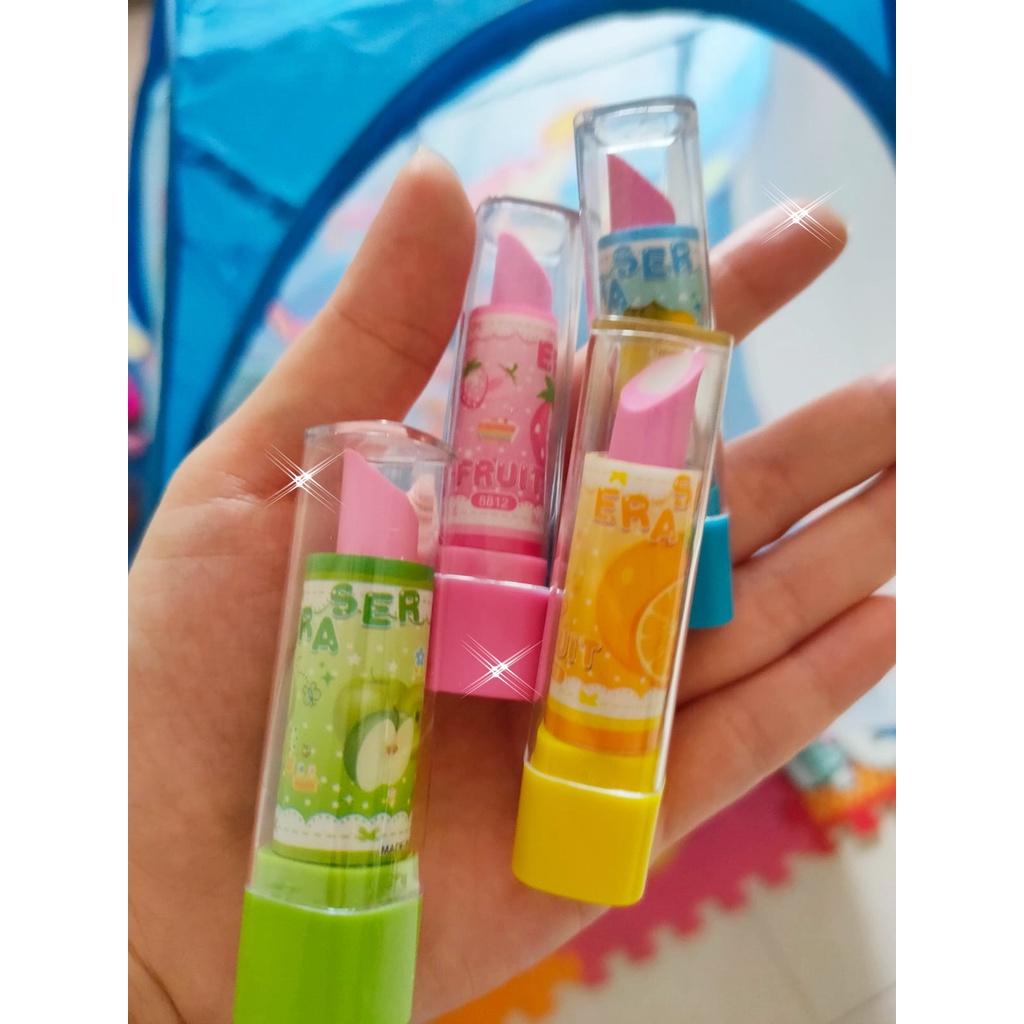 [ORGM] Penghapus Unik Lucu Model Lipstick Buah Warna Warni Souvenir Goodie Bags