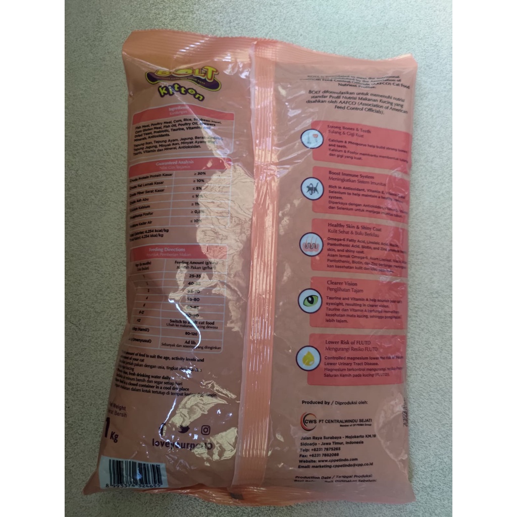 Bolt Salmon Kitten Cat Food Repack 1kg