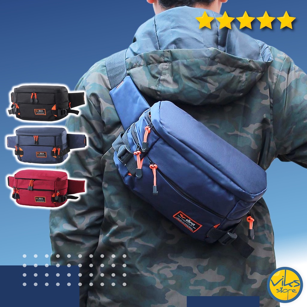 Tas Pinggang Pria Cowok Elbrus Tas Sunmori Original Selempang Waistbag Besar Casual Premium Multifungsi Lokal