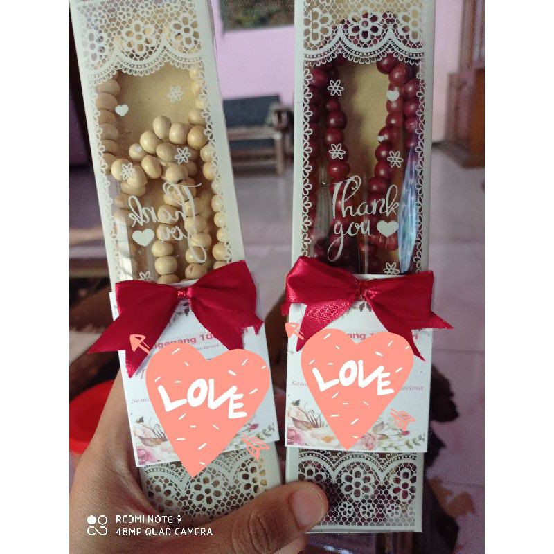 SOUVENIR TASBIH KAYU 99 KEMAS MIKA