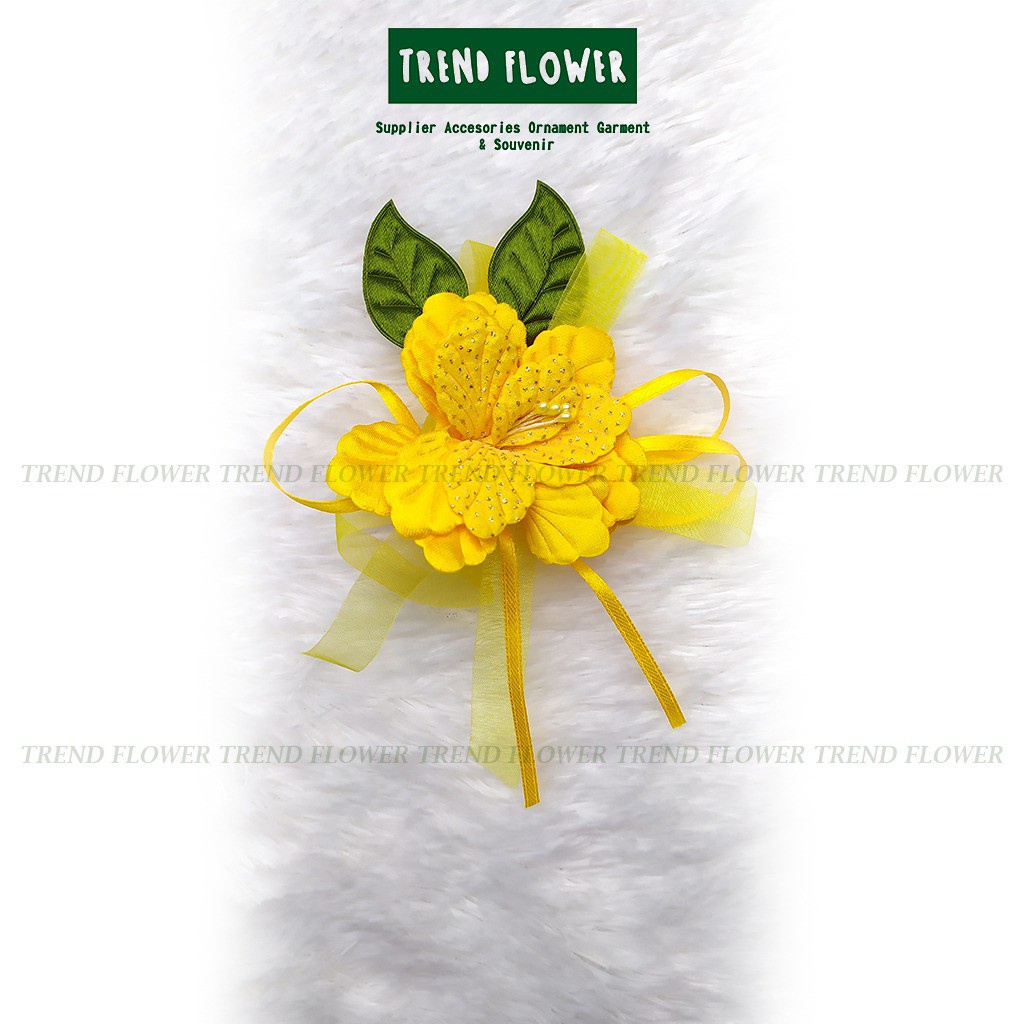 BUNGA KUNING PITA DAUN LANCIP aksesoris Hiasan seserahan hampers souvenir pernikahan parcel murah bu