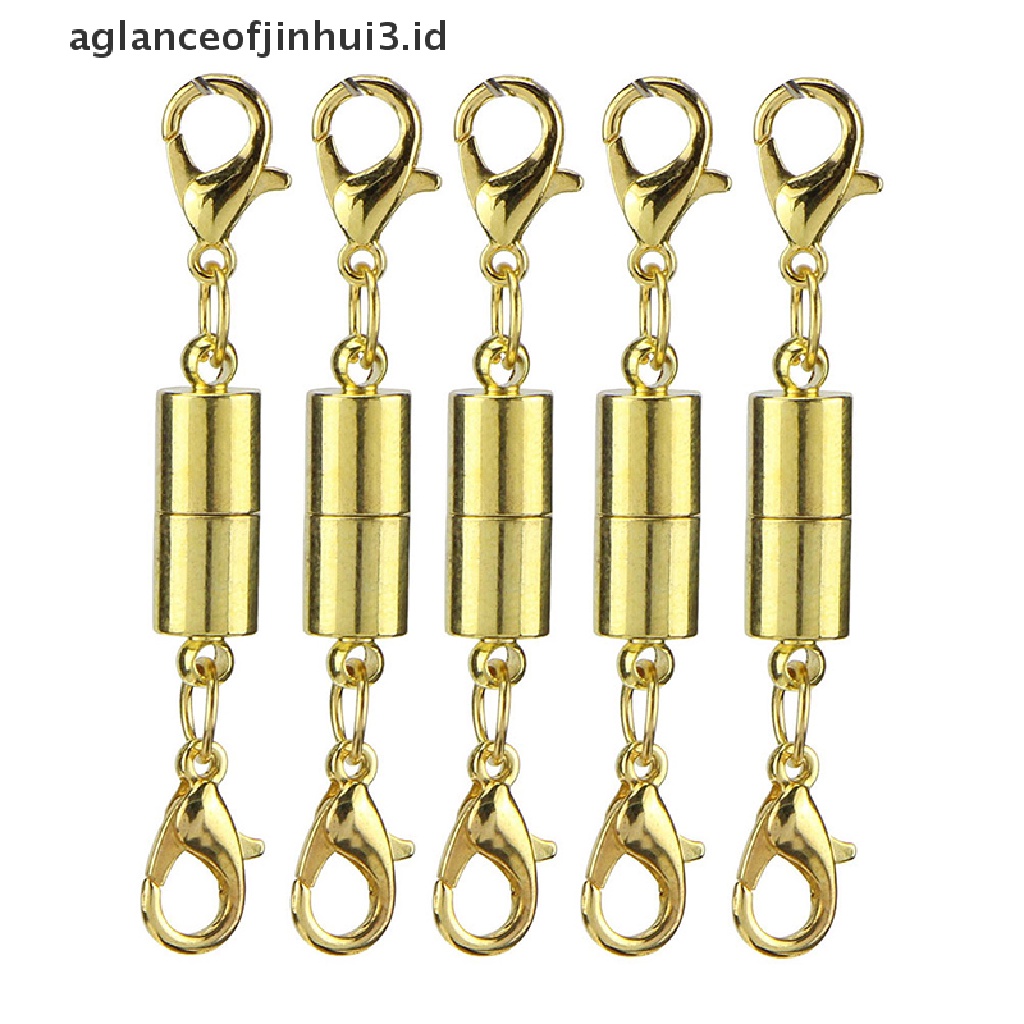 (aglanceofjinhui3) 10pcs Kait Clasp Magnetik Warna Silver / Gold Untuk Gelang / Kalung DIY