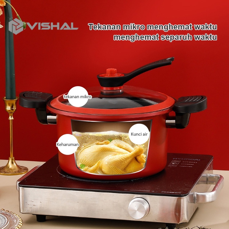 VISANL Presto Serbaguna/Viral Panci Presto Teflon Anti Lengket Texania 3.5 liter Teflon Pressure Cooker VS-1805