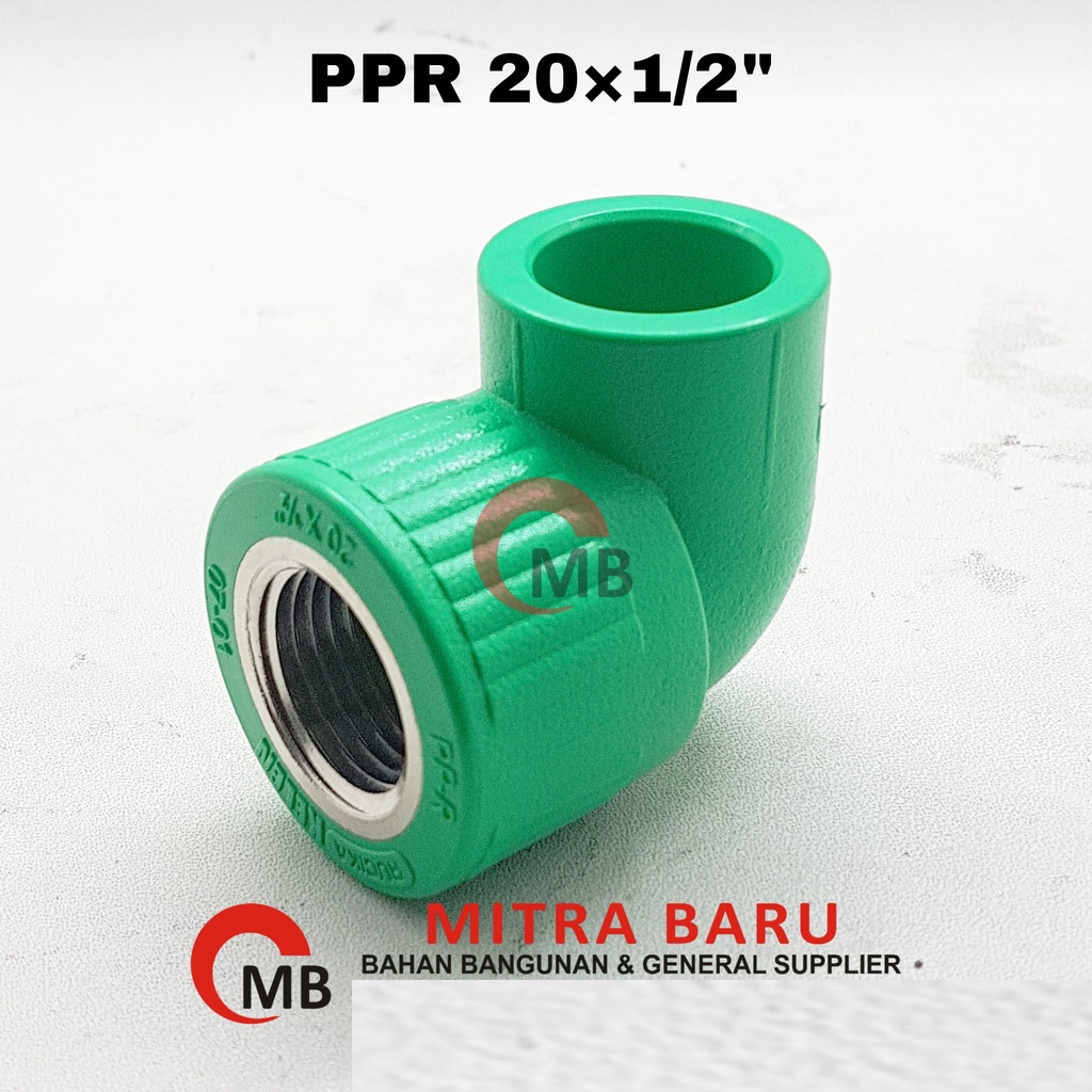 elbow drat dalam Ppr Rucika 20 mm atau 1/2 inch / ELBOW  DRAT DALAM PIPA PPR MERK RUCIKA
