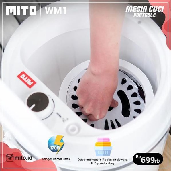 MITO MESIN CUCI PORTABLE 3.5 KG MITO WM1 - Putih