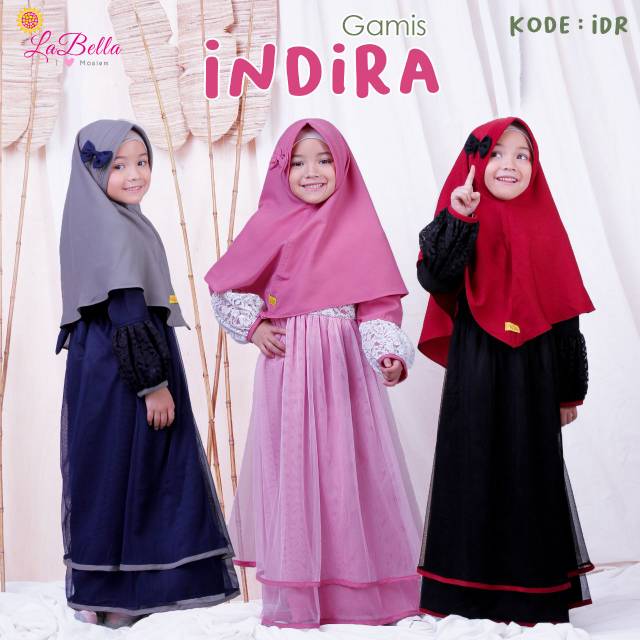 Baju gamis tutu muslim anak perempuan Indira Labella