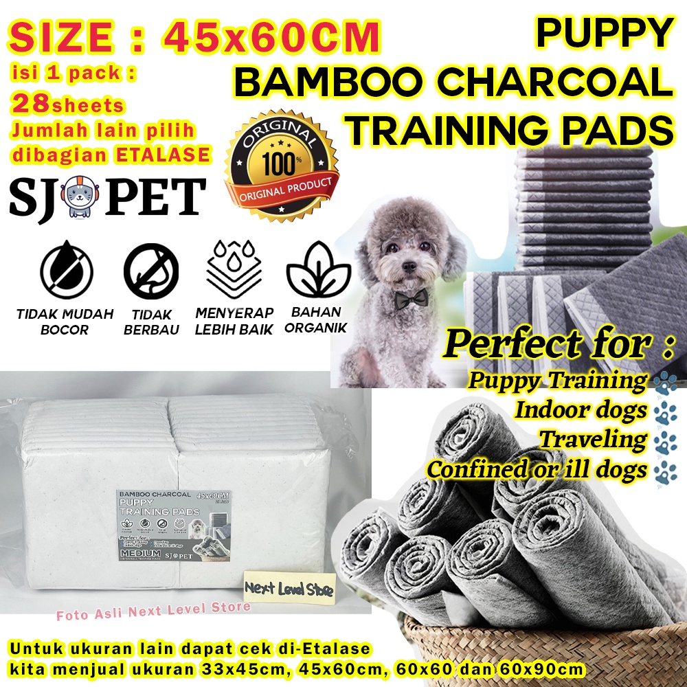 45x60cm - 28 pcs - Charcoal Bamboo Pet Training Pad Diaper Dog 45x60