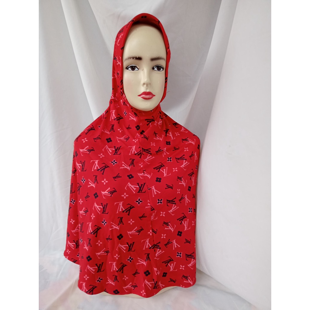 Kerudung bergo hijab jilbab instan serut jokowi XL pet motif lambang