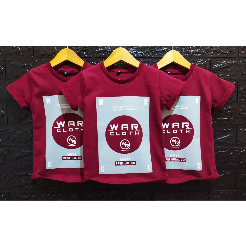 promo termurah baju kaos anak distro warcloth marun realpict katun asli