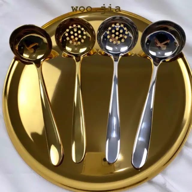 HOKKITERUS21 Sendok centong kuah shabu sabu sayur stainless 304 anti karat stell gold silver