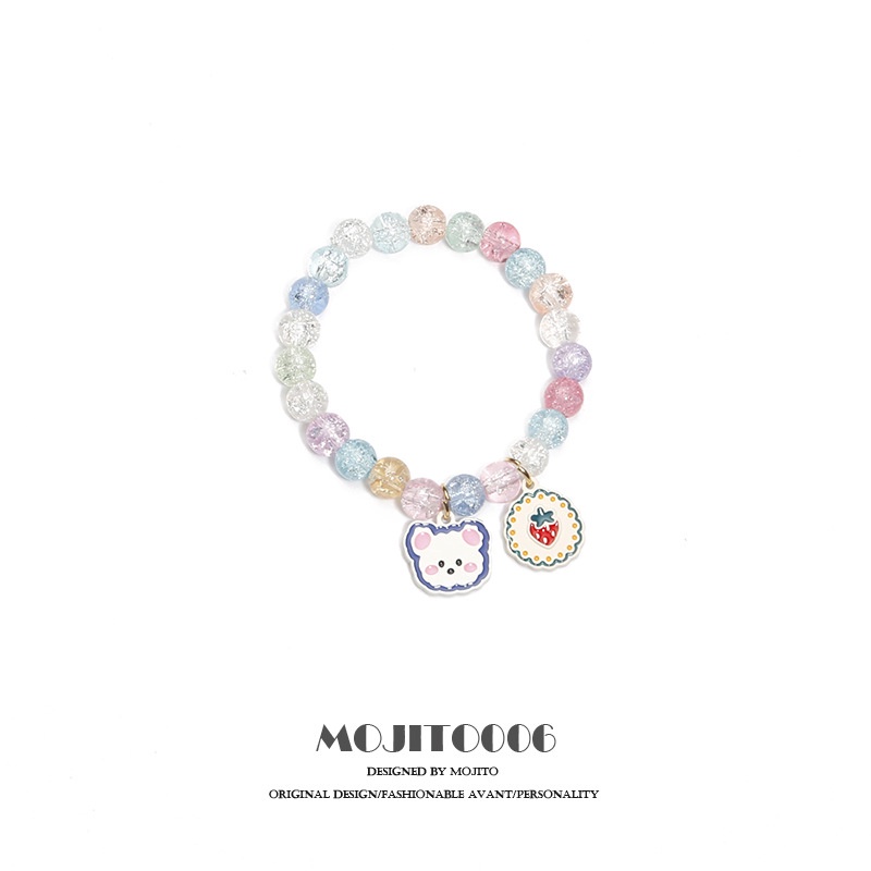 Gelang Manik-Manik Kristal Desain Good Luck Bear Gaya Korea Untuk Wanita