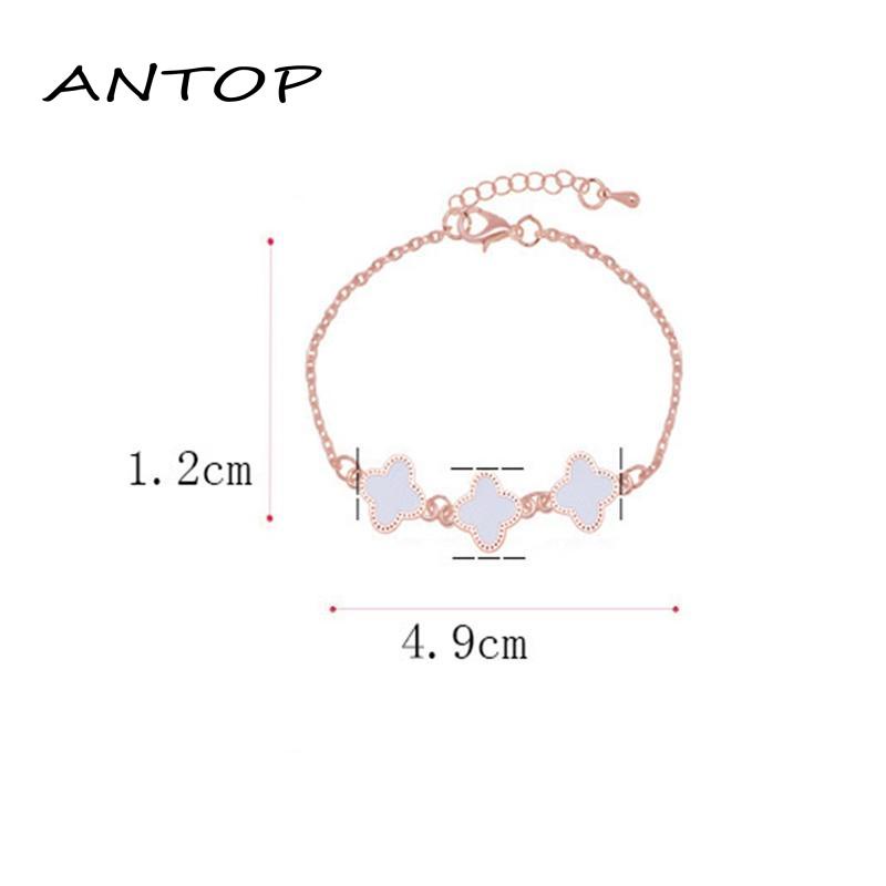 1 Pcs Korean Gelang Titanium Wanita Anti Karat Selamanya Semanggi Berdaun Empat Bracelet ANTOP