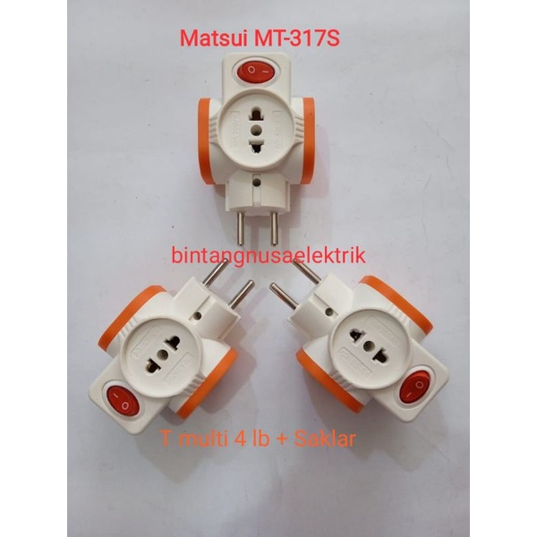 Matsu MT-317S/ MT-317 Stop Kontak Steker T Multi 4 Lubang + Saklar/ Stop Kontak Steker Te Multi 4 Lubang + Saklar/ Stop Kontak Steker  T Multi 4 Lubang/ Stop Kontak Steker Te Multi 4 Lubang/ Sambungan Stop Kontak Steker T Multi 4 Lubang + Saklar