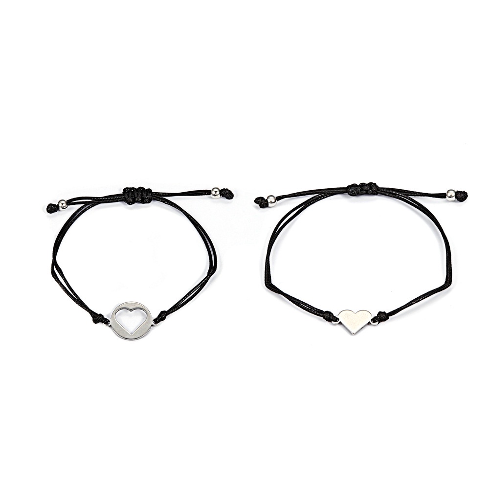 Gelang Tali Cinta Pasangan Stainless Steel Berkualitas Tinggi Set Gelang Jalinan Kupu-Kupu Matahari Bulan Sederhana Yang Modis