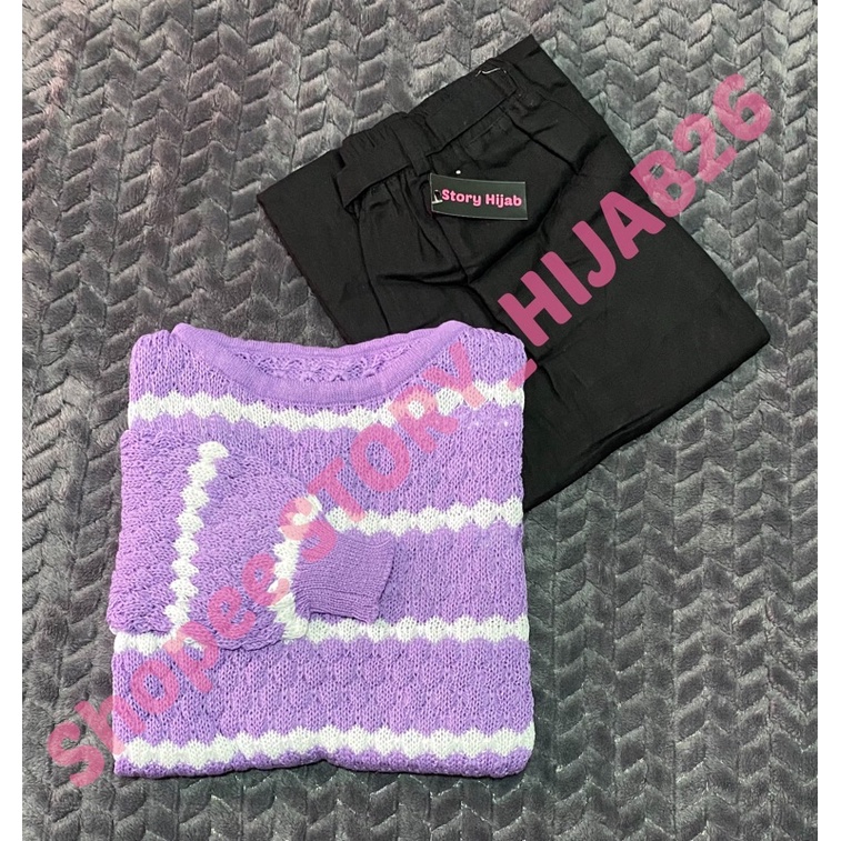 CHESSY SET + KESSIE SET  ( ATASAN + CELANA ) / BEST SELLER / BISA COD-Lilac - black