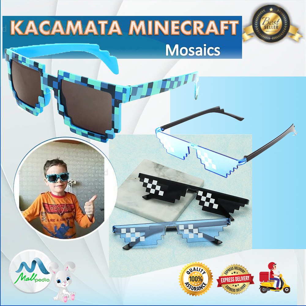 MPro Kacamata Anak MineCraft Mine Craft Pixel Mosaic kaca mata Minicraft Mosaics Life Sozzy W0124 UV400