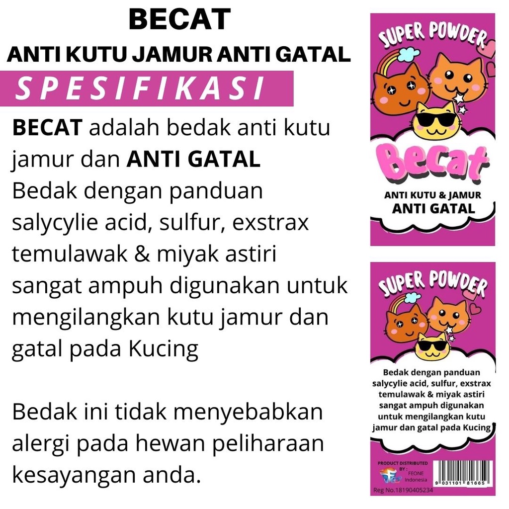 Bedak  Kucing kitten Anti Kutu Jamur Scabies Grooming Kucing Bedak Kutu Kucing FEFARM