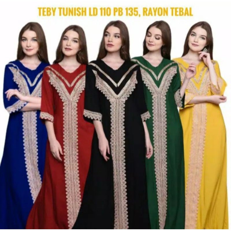 Daster Arab Jumbo Teby tunish  LD 135 cm MURAH Bahan Tebal Busui Friendly