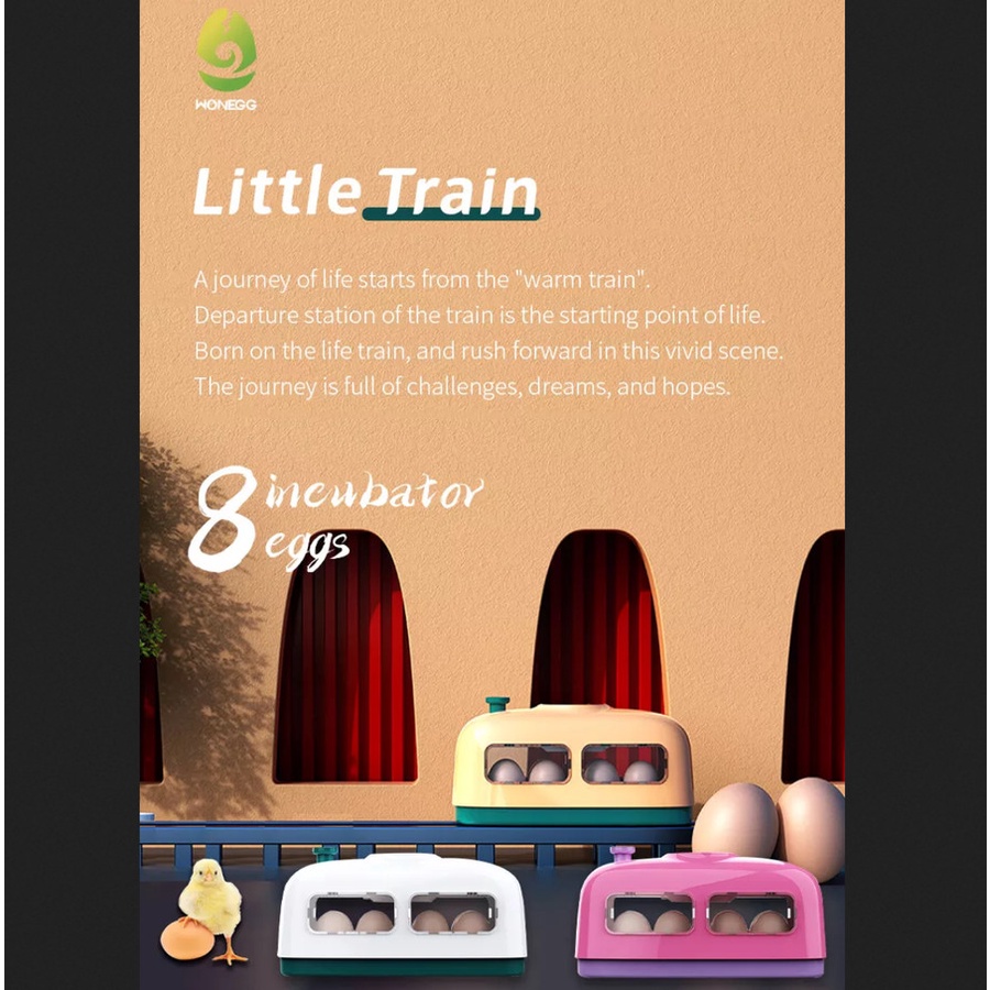 WONEGG automatic chicken egg incubator little train 8 eggs inkubator