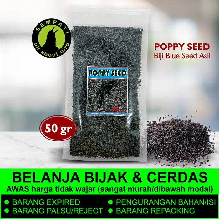 Eksklusif BLUE SEED POPPY SEED PAKAN BURUNG KENARI LOVEBIRD TERNAK PENGGACOR PPY Terlaris