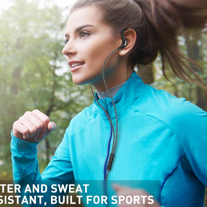 TACOO Earphones TEH0416 black braided wired Sport Headset + Mikrofon Kabel Waterproof Hi-Fi Stereo S