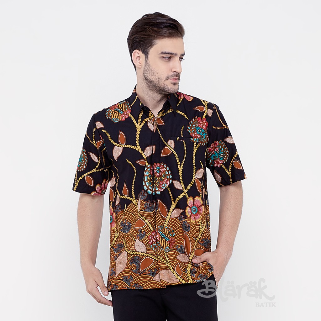 Baju Batik Pria Blarak Motif Rawa Hitam