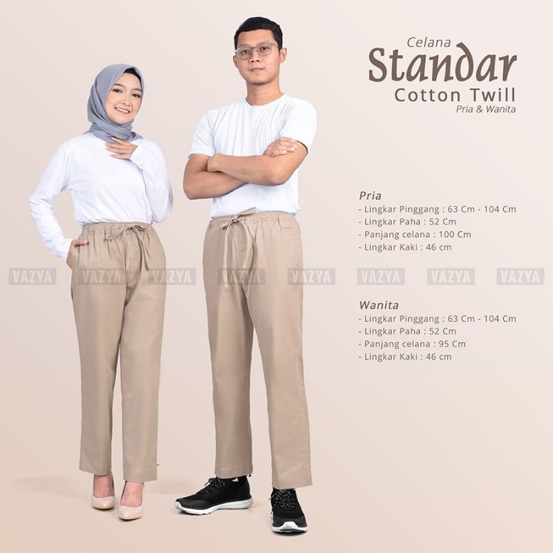 Basic Pants / Celana Standar Cotton Twill Stretch Import Unisex