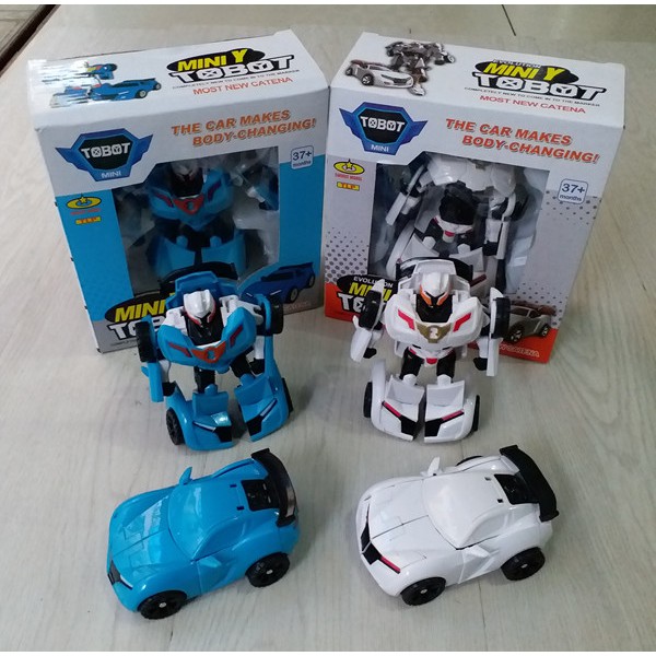 MAINAN TOBOT TRANSFORMER ROBOT MINI Y BIRU DAN PUTIH SERI I TOBOT