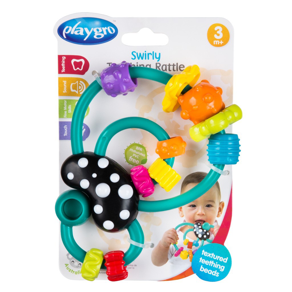 Playgro Swirly Sensory Teething Rattle Gigitan Bayi