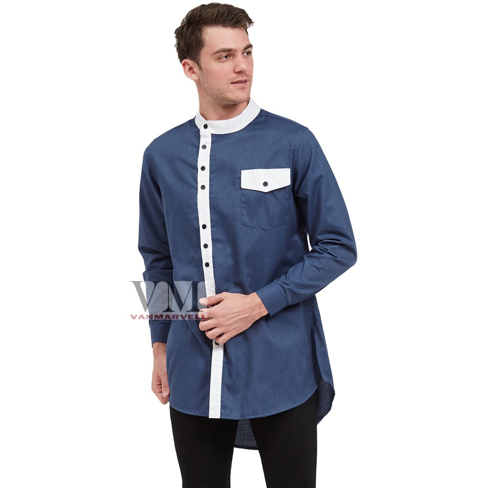 VM Gamis Pria Baju Koko Muslim Panjang Biru Dongker