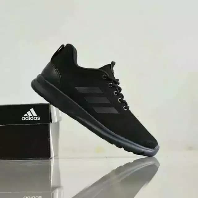 Jual Sepatu Hitam Polos Adidas Fullblack Full Black Sekolah Kerja Jalan