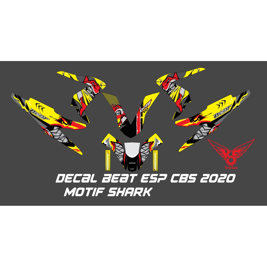 DECAL STIKER BEAT ESP CBS STREET 2020 MOTIF SHARK