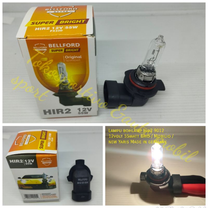 Lampu bohlamp halogen Hir2 9012 12v 55w Brio Mobilio new Yaris Hir2 9012 Made in Jerman