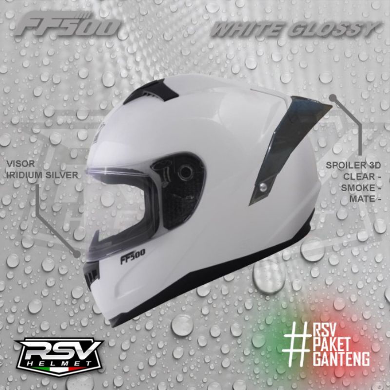 Helm RSV FF500 WHITE GLOSSY / PAKET GANTENG / RSV Helmet