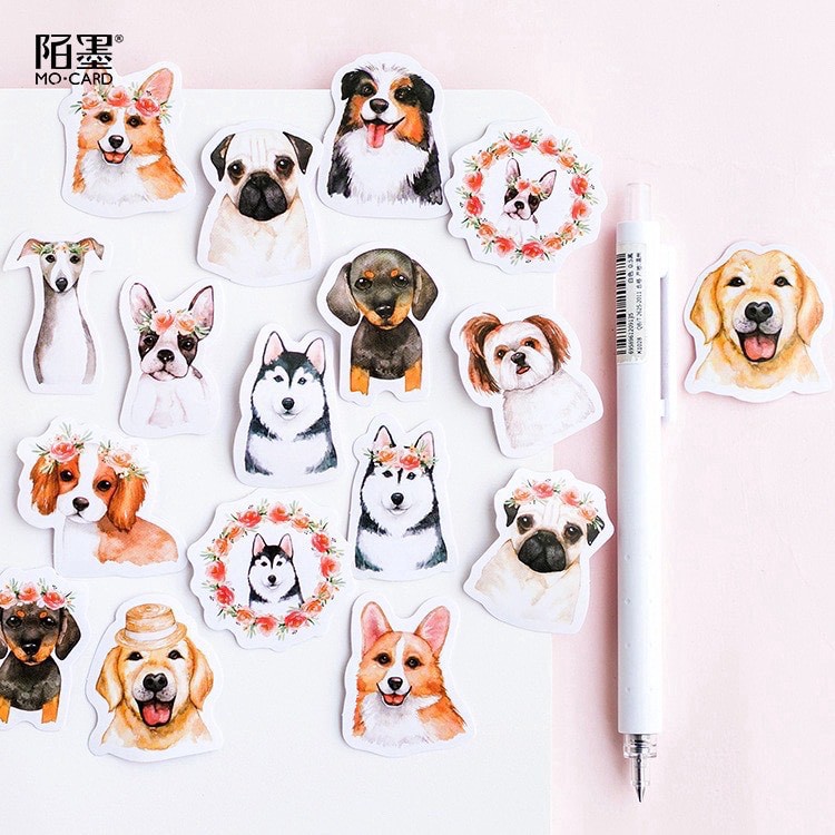 45 pcs Stickers DOGS Deco Diary DIY Planner Bujo  Journal-stiker lucu murah aesthetic