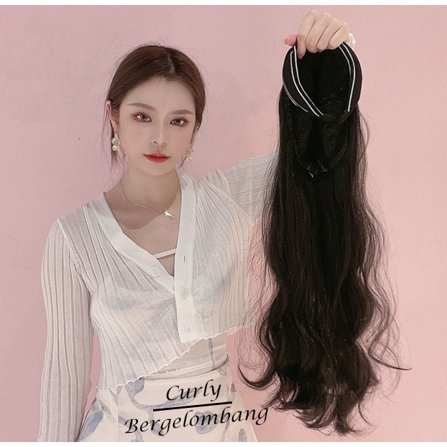 Wig Bando Cantik Wanita Simple Style Long Straight Korean Version / Bando Wig Lucu Panjang 65 cm