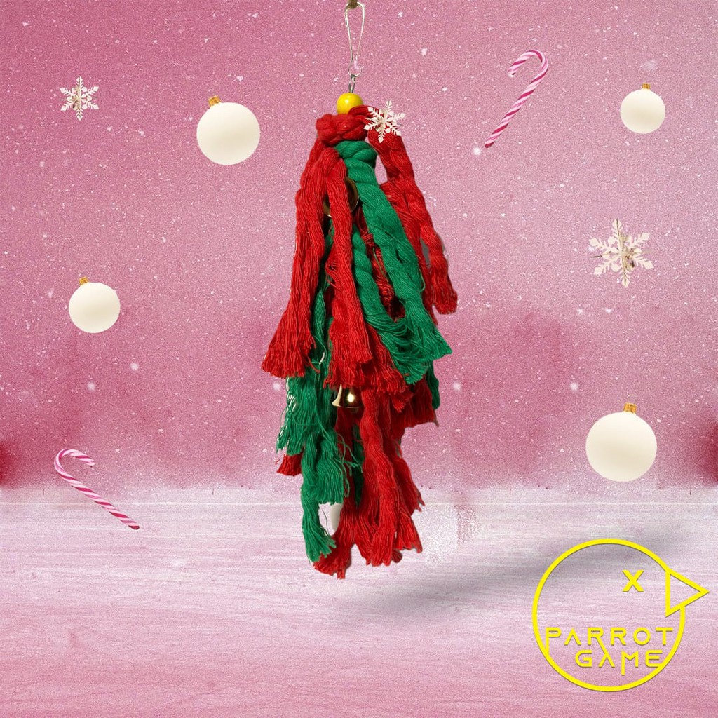 Kerincingan gantungan gigitan tali tambang lonceng burung Mainan burung parkit lovebird falk parrot