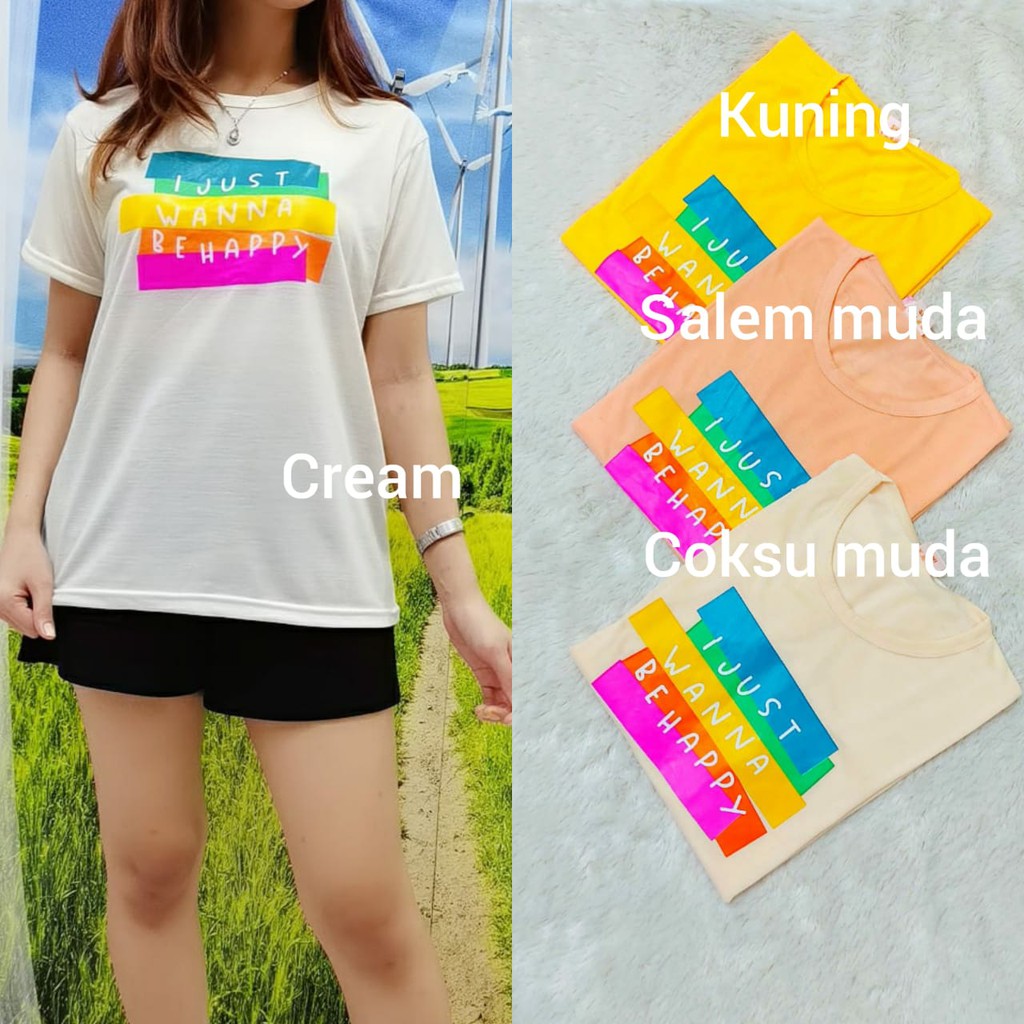 COD T-SHIRT KAOS WANITA OBLONG I JUST ATASAN SANTAI