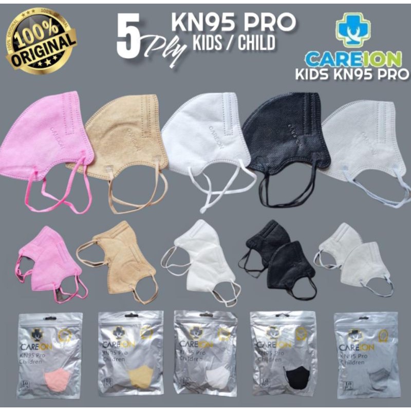 Ready masker anak isi 10 kn95 pro anak kids polos hitam putih silver pink mocca. masker anak kn 95. masker anak 5 ply