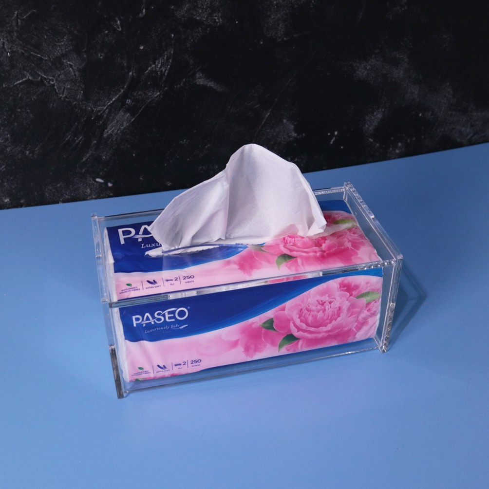 Kotak Tissue Akrilik | Wavy Rectangle | Clear Acrylic Tissue Box