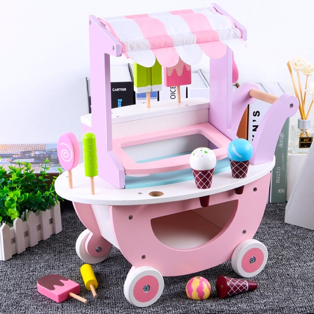 Mini Ice Cream Truck Wooden Toys - Mainan kayu gerobak es krim