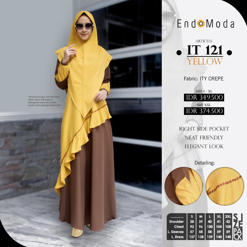 DISKON SET GAMIS ENDOMODA IT 121 YELLOW TERBARU