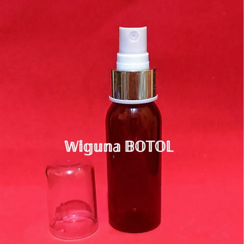 Botol Spray 60ml Coklat  / Botol Amber 60ml Tutup Spray Silver