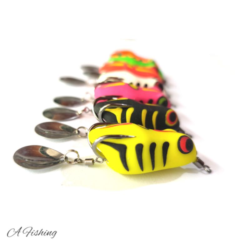 SOFT FROG BIGOS LURE 4CM HOOK KENZI BLACK I UMPAN CASTING IKAN GABUS DAN TOMAN