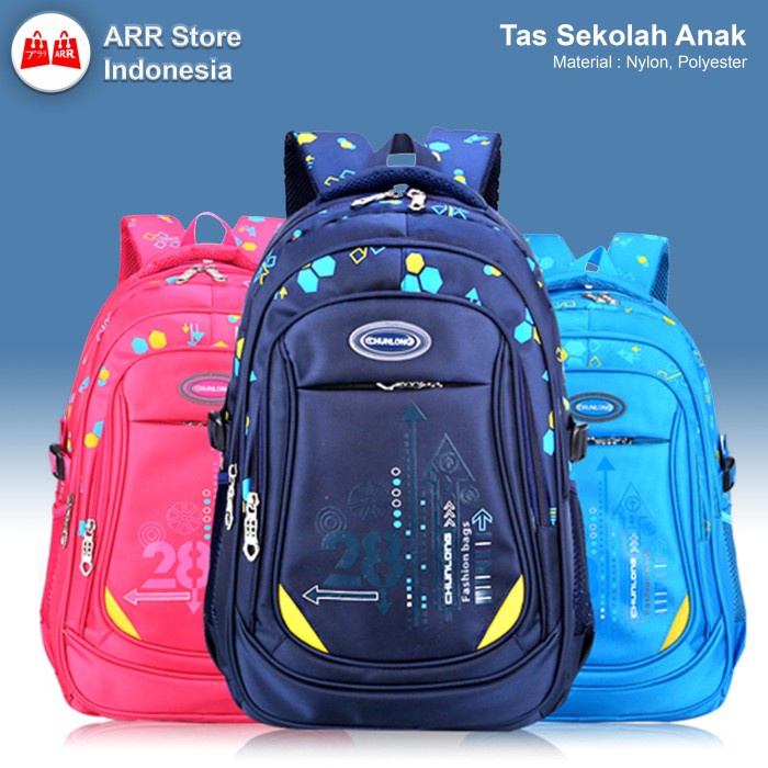 Tas Ransel Backpack Sekolah Anak Perempuan Laki-Laki TK SD Premium