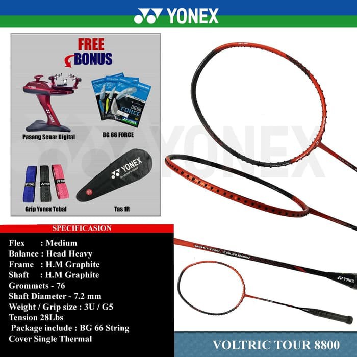 YONEX VOLTRIC TOUR 8800 RAKET BADMINTON ORIGINAL