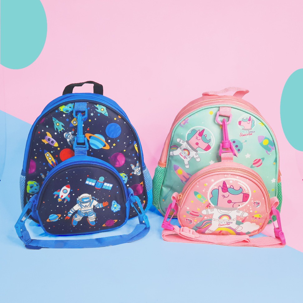 VEST TAS RANSEL ANAK PAUD 2IN 1 SELEMPANG KECIL ASTRONOT/UNICORN F2145