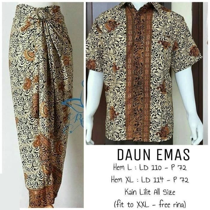 Setelan Kemeja Batik Dan Rok Lilit Bawahan Kebaya Maroon Gold