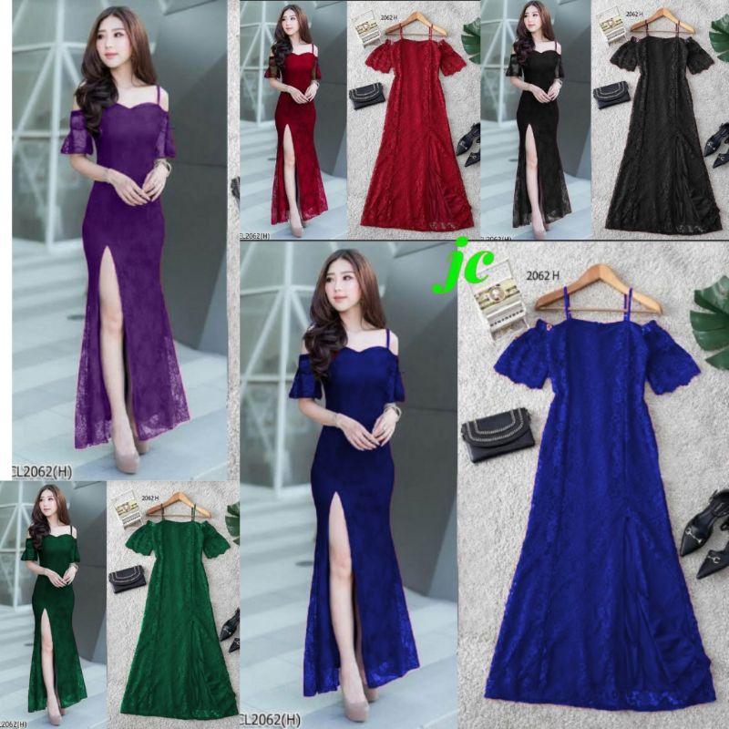 JCTK - Longdres Brukat / Longdress Wanita Model Terbaru / Dress Brukat panjang